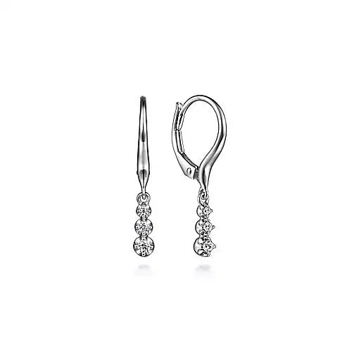 EARRINGS - 14K White Gold .12cttw Diamond Drop Earrings With Lever Backs