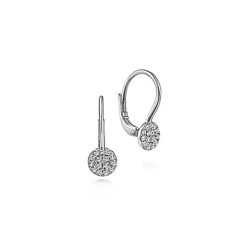 EARRINGS - 14K White Gold .13cttw Diamond Circle Earrings With Leverbacks