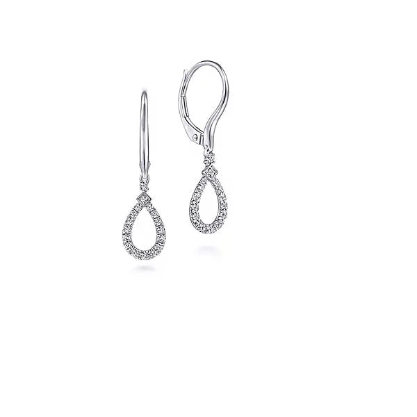 EARRINGS - 14K White Gold .22cttw Diamond Pear Shaped Drop Earrings