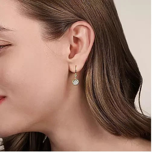 Earrings - 14K White & Yellow Gold .29cttw Diamond Cluster Bujukan Lever Back Earrings