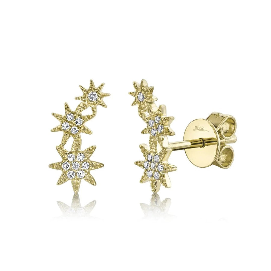 EARRINGS - 14K Yellow Gold 0.06cttw Diamond Star Earrings