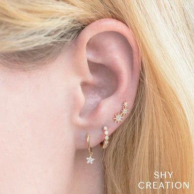 EARRINGS - 14K Yellow Gold 0.06cttw Diamond Star Earrings