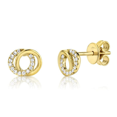 EARRINGS - 14K Yellow Gold 0.09cttw Diamond Love Knot Circle Earrings