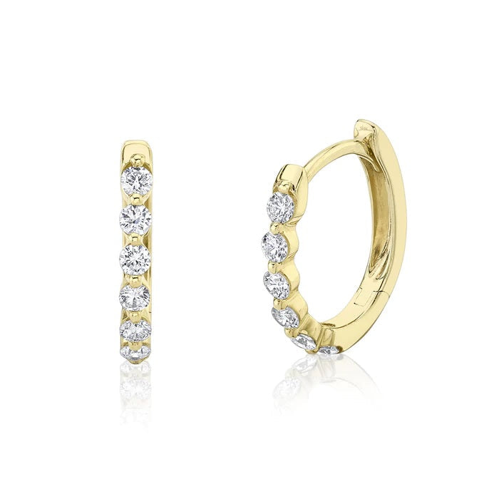 EARRINGS - 14K Yellow Gold 0.26cttw Diamond Oval Huggie Earrings
