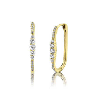 EARRINGS - 14K Yellow Gold 0.29cttw Diamond Paper Clip Style Huggie Earrings