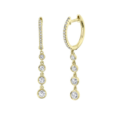 EARRINGS - 14K Yellow Gold 0.45cttw Diamond Dangle Huggie Earrings