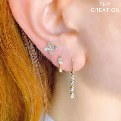 EARRINGS - 14K Yellow Gold 0.45cttw Diamond Dangle Huggie Earrings