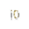 Earrings - 14K Yellow Gold Diamond Classic Huggie With White Enamel