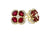 14K Yellow Gold Oval Ruby and Diamond Floral Cluster Stud Earrings