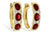 14K Yellow Gold Vintage Inspired Oval Ruby & Diamond Huggie Earrings