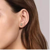 Earrings - 14K Yellow-White Gold  .02cttw Bezel Set In White Gold Diamond Cut Stud Earrings