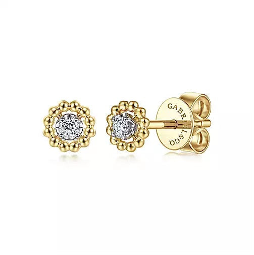 Earrings - 14K Yellow-White Gold Round Bujukan Diamond Stud Earrings