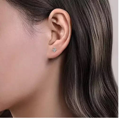 EARRINGS - Sterling Silver .04cttw Diamond Star Stud Earrings