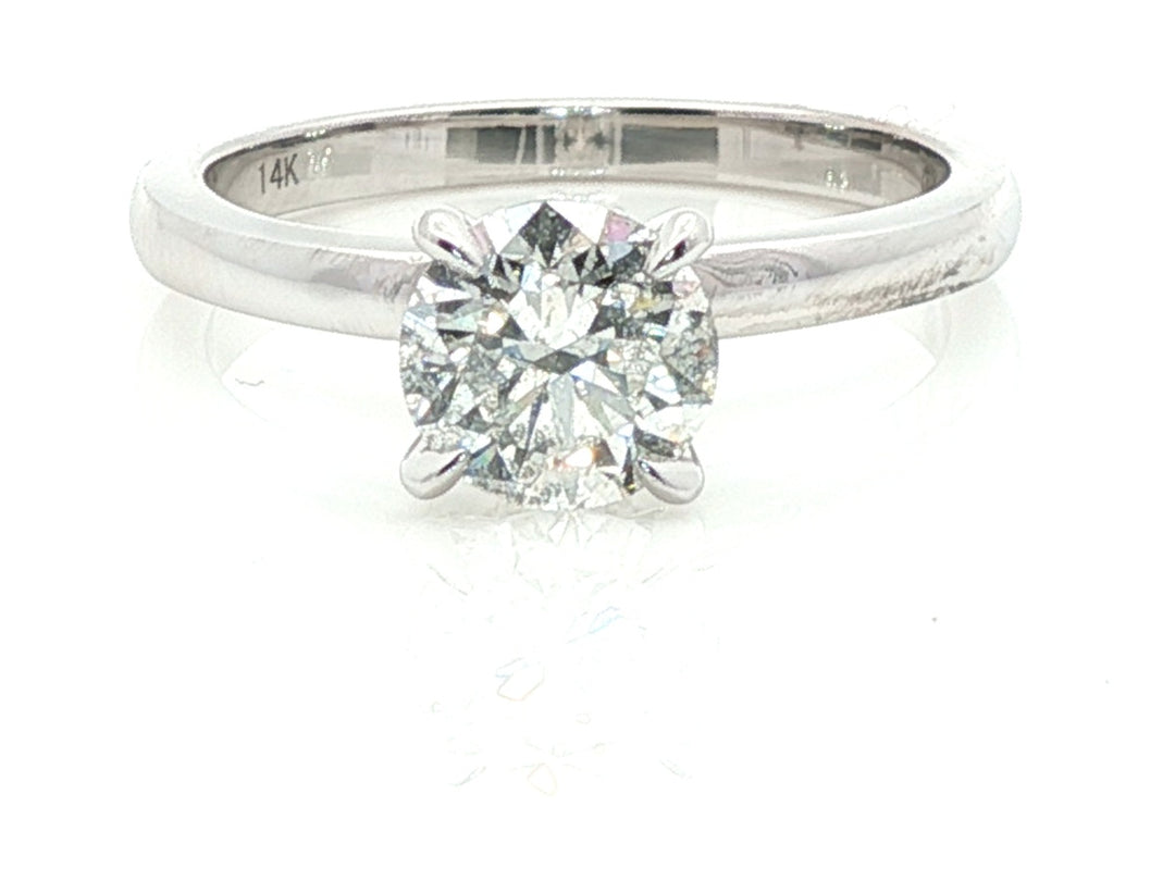 1.05 cttw Natural Round Diamond Hidden-Halo Ring in 14K White Gold; stock 100-1006
