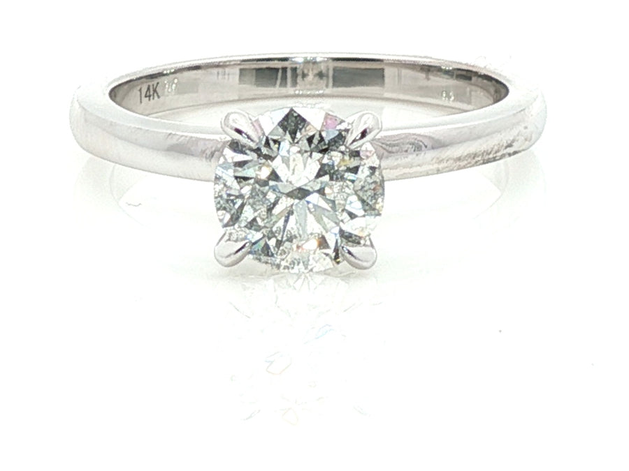 1.05 cttw Natural Round Diamond Hidden-Halo Ring in 14K White Gold; stock 100-1006