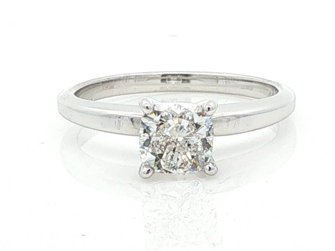0.92 ct Natural Cushion-Cut Diamond Ring in 14K White Gold; stock 100-1013