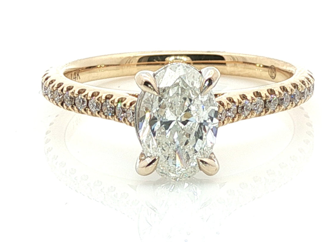 1.21 cttw Natural Oval Diamond Pavé Ring in 14K Yellow Gold; stock 100-1017