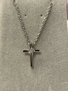 Sterling Silver Twogether Two-Stone Diamond Cross Necklace