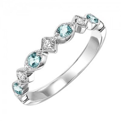 JEWELRY - 10k White Gold Diamond Birthstone Ring