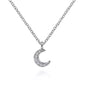 Necklace - 14K White Gold .04cttw Diamond Pave Crescent Pendant