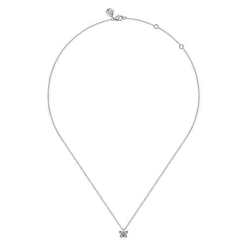 Necklace - 14K White Gold .07cttw Diamond Butterfly Necklace