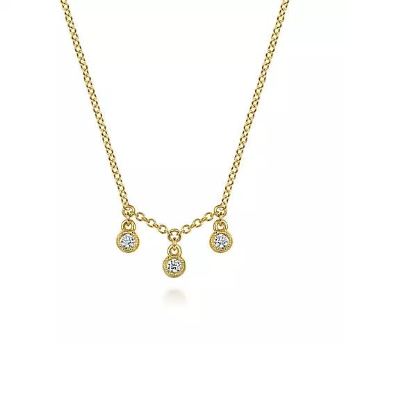 14K Gold 3 Stone Pendant Necklace | Carbon Atelier – carbon-atelier