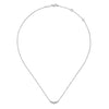 Necklace - 14K White Gold .11cttw Bezel Set Curved Diamond Bar Necklace