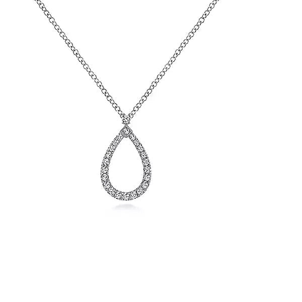 Necklace - 14K White Gold .16cttw Teardrop Diamond Necklace
