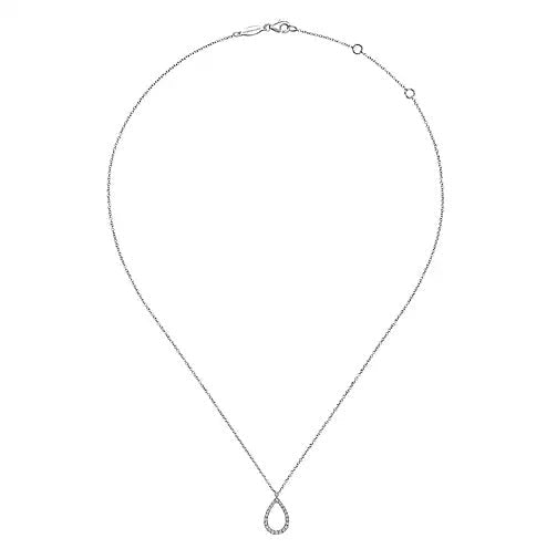 Necklace - 14K White Gold .16cttw Teardrop Diamond Necklace