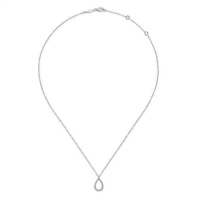Necklace - 14K White Gold .16cttw Teardrop Diamond Necklace
