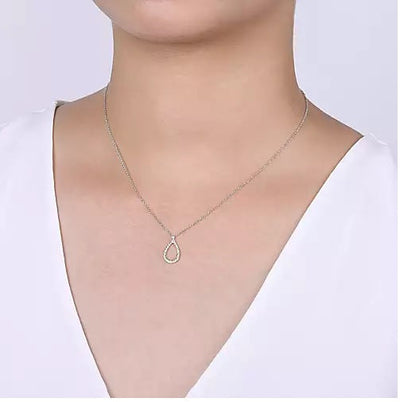 Necklace - 14K White Gold .16cttw Teardrop Diamond Necklace