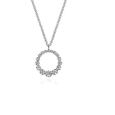 Necklace - 14K White Gold .25cttw Diamond Circle Pendant