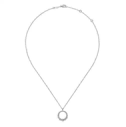 Necklace - 14K White Gold .25cttw Diamond Circle Pendant