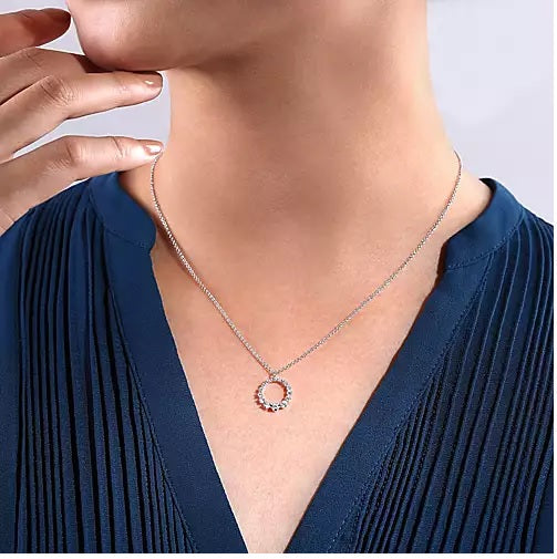 Necklace - 14K White Gold .25cttw Diamond Circle Pendant