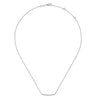 Necklace - 14K White Gold Curved .10cttw Diamond Bar Necklace With Pave Set Diamonds