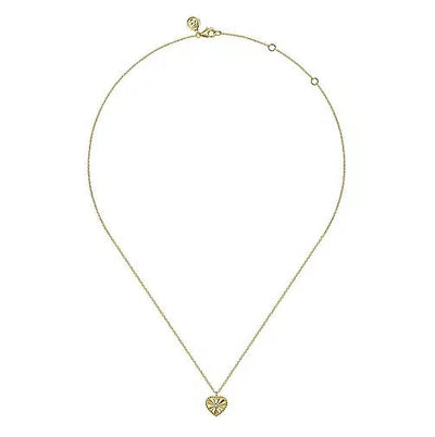 Necklace - 14K Yellow Gold .01cttw Diamond & Heart Pendant