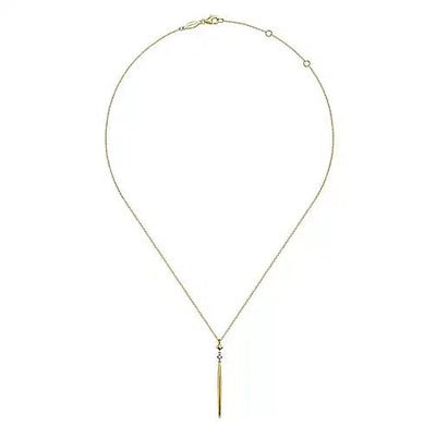 Necklace - 14K Yellow Gold .03cttw Diamond & Spike Drop Pendant