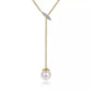 Necklace - 14K Yellow Gold .04 Diamond & Cultured Pearl Y Knot 17.5" Necklace