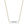 Necklace - 14K Yellow Gold .06cttw Diamond Bar Necklace With White Enamel