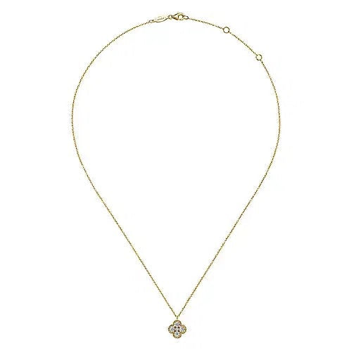 Necklace - 14K Yellow Gold .37cttw Diamond Cluster Rope Style 17.5" Necklace