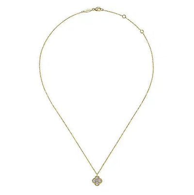 Necklace - 14K Yellow Gold .37cttw Diamond Cluster Rope Style 17.5" Necklace