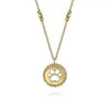 Necklace - 14K Yellow Gold Bujukan Medallion Pendant With Paw Print Center