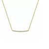 Necklace - 14K Yellow Gold Curved .10cttw Diamond Bar Necklace With Pave Set Diamonds