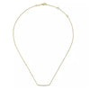 Necklace - 14K Yellow Gold Curved .10cttw Diamond Bar Necklace With Pave Set Diamonds