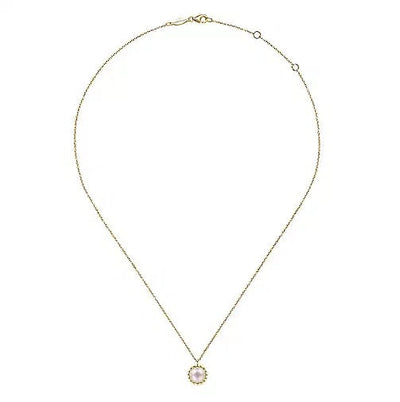 Necklace - 14K Yellow Gold Fresh Water Pearl With Bujukan Beaded Halo Necklace
