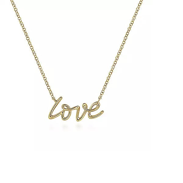 Necklace - 14K Yellow Gold Love Pendant