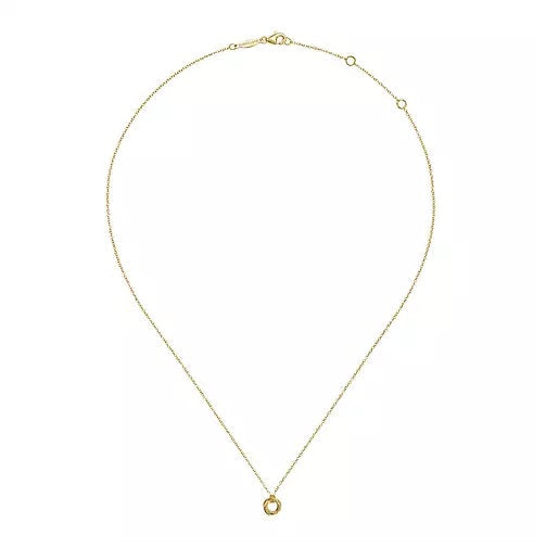 Necklace - 14K Yellow Gold Plain & Bujukan Beaded Interlocking Circles Pendant