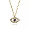 Necklace - 14K Yellow Gold Sapphire & .07cttw Diamond Evil Eye Necklace