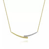 Necklace - 14K Yellow-White Gold .19cttw Diamond Bujukan Bar Pendant