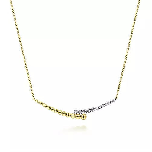 14K Yellow-White Gold .19cttw Diamond Bujukan Bar Pendant